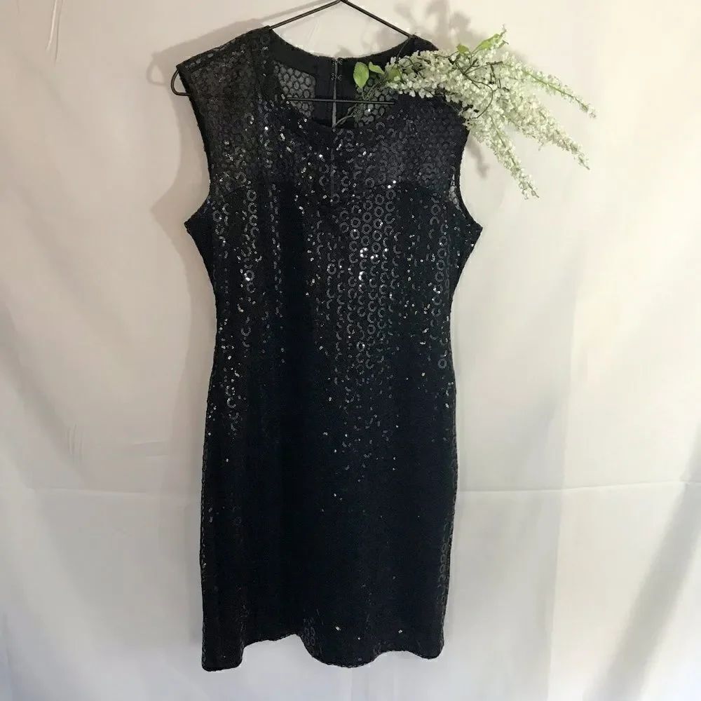 Express small black sequin fitted dress